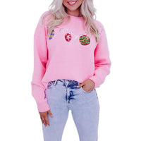 Xingqing Christmas Sweaters y2k Clothes Women Ball Ornament Pattern Round Neck Long Sleeve Pullover Knitted Tops Streetwear