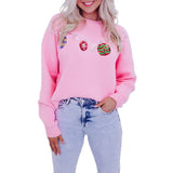 Xingqing Christmas Sweaters y2k Clothes Women Ball Ornament Pattern Round Neck Long Sleeve Pullover Knitted Tops Streetwear