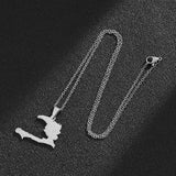 2024 New fashion stainless steel Haiti map pendant necklace temperament all-match titanium steel couple necklace gift for men an