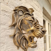 28cm Large Lion Head Wall Mounted Art Sculpture Gold Resin Lion Head Art Wall Luxury Decor  Bedroom Decoration