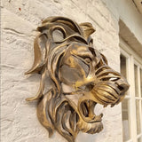 28cm Large Lion Head Wall Mounted Art Sculpture Gold Resin Lion Head Art Wall Luxury Decor  Bedroom Decoration