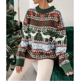 New Knitted Sweater 20255 O Neck Loose Christmas Print Long-sleeved Women's Sweater Winter Fashion Elegant Casual Sweaters