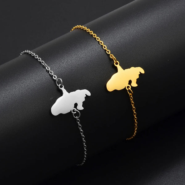 Anniyo 18CM/16CM France Martinique Map Bracelet for Women Stainless Steel Jewelry Foot-Chain @321021