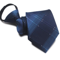 Zipper Ties For Men Women Striped Mens Tie For Business Wedding Skinny Neck Tie Casual Slim Blue deep Light navy blue Necktie