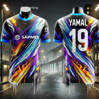 2025 Spanish Football Uniform Summer Yamal Men's No. 19 Football Uniform Breathable Sports T-shirt for Adults and Children