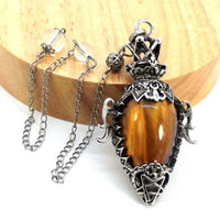 Water Drop Crystal Pendulum for Dowsing Spiritual Divination Natural Amethyst Rose Quartz Onyx Antique Pendulums Pendant Pendulo
