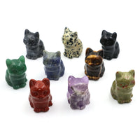 1.5" Cat Figurine Natural Stone Crystal Hand-carved Crystal Animal Statue Chakra Gem DIY Animal Handicrafts Artworks Home Decor