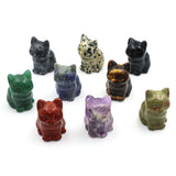 1.5" Cat Figurine Natural Stone Crystal Hand-carved Crystal Animal Statue Chakra Gem DIY Animal Handicrafts Artworks Home Decor
