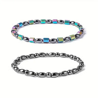 1/2/4/6Pcs Hematite Ankle Bracelet Colorful Elastic Anklet Bohemian Summer Beach Clothing Accessories Energy Hematite Jewelry
