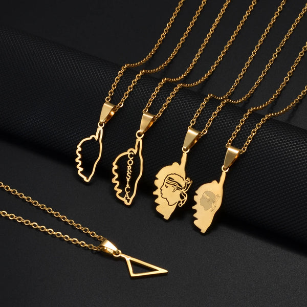 2025 New Arrivals Corsica Flag Pendant Necklaces Stainless Steel for Women Girls Sardinia Ethnic Jewelry #518762