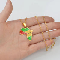 Anniyo 3CM Sao Tome and Principe Pendant Necklaces for Women Girls Jewelry Charms Map @350021
