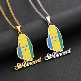 2024 New fashion stainless steel Saint Vincent Map necklace for men and women geometric titanium steel pendant ethnic style coll