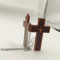 Vintage Cross Pendant Necklace with Secret Compartment Cross Necklace 3D Printed Charm Jewelry Necklace for Women Men