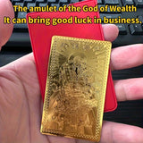 Elegant Golden Foil God of Wealth Card - Luxurious Amulet for Prosperity & Good Fortune, Ideal New Year Gift for Friends &Family