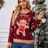 2025 New Year's Clothes Women's Christmas Sweater Cute Soft Knitwear Full Sleeve Casual Loose Xmas Outfit Jumpers Femme Pullover