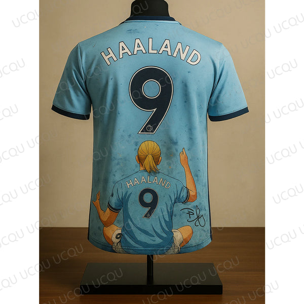 Retro Legend HAALAND 9 Football Tee – Oversized Anime Portrait Soccer Shirt, Classic Vintage Fanwear