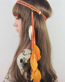 Fashion Boho Style Feather Headband Hairpiece Beads Feather Headdress Handmade Girls Hair Accessories High Quality
