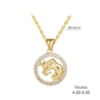 12 Zodiac Signs Necklace Copper Gold Plated Zodiac Signs Pendant Chain Ladies Necklace Birthday Jewelry Ladies Jewelry