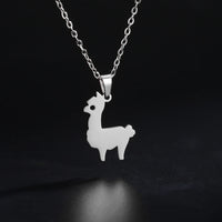 Lemegeton Cute Alpaca Stainless Steel Women's Necklace Pendant Fashion Collar Chain Jewelry Party Gift