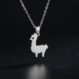 Lemegeton Cute Alpaca Stainless Steel Women's Necklace Pendant Fashion Collar Chain Jewelry Party Gift