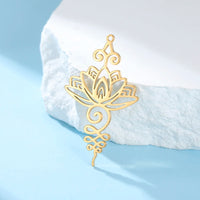 Dawapara Unalome Pendant OM Lotus Flower Charm for Jewelry Making Stainless Steel Spiritual Yoga Symbol Buddhism Accessories