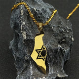 2024 New fashion Israel and Palestine map pendant necklace Stainless steel fashion personality pendant jewelry temperament 100 m