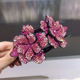 Fashion Acrylic Zircon Flower Hairpin Hair Accessories For Women Retro Elegant Duck Mouth Clip Headwear Ethnic Girl Jewelry Gift