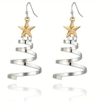 Christmas Series Simple Advanced Rotating Christmas Tree Star Pendant Earrings Women's Creative Personalized Girl Gift