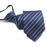 Zipper Ties For Men Women Striped Mens Tie For Business Wedding Skinny Neck Tie Casual Slim Blue deep Light navy blue Necktie