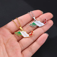 New fashion stainless steel Mexico map and flag necklace men's and women's couples temperament all matching sweater chain access