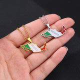 New fashion stainless steel Mexico map and flag necklace men's and women's couples temperament all matching sweater chain access
