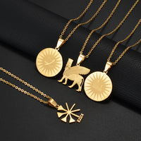 Anniyo (1Piece) Ashur Necklaces Lama,Lamma,Ezidi Winged Bull Lamassu Yezidi Lalish Yazidis Assyrian Jewelry #532862