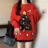 Red Christmas Pullover Sweater For Women In Autumn And Winter 2025 Women's Casual Versatile O Neck Knitted Sweater New Casual