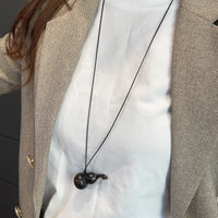 Minar Cute Lovely Brown Black Color Wood Flagon Long Pendant Necklaces Adjustable Rope Chain Chokers for Women Birthday Gift