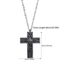 Vintage Cross Pendant Necklace with Secret Compartment Cross Necklace 3D Printed Charm Jewelry Necklace for Women Men