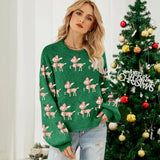 New Year's Party Look Women's Christmas Sweaters Full Lantern Sleeve Knitwear Soft Jumper Merry Xmas Female Knitted Pullover Top