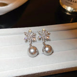 Fashion Christmas Tree Zircon Crystal Star Silver Color Earrings Stud Dangle Xmas Jewelry Women Party Gift