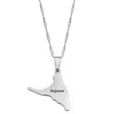 Anniyo Comoros Anjouan Island Map Pendant Necklaces Silver Color/Gold-Plated Ndzouani Jewelry #265921