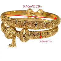 Luxury Dubai 24k Real Gold Plated Women's Bracelet Designer Copper Charm Bangles Indian Jewelry Accessories Gifts Trends 2025