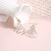 Christmas Series Simple Advanced Rotating Christmas Tree Star Pendant Earrings Women's Creative Personalized Girl Gift