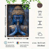 Blue Buddha Statue with Hands Folded in Prayer, Vintage Aluminum Sign for Yacht Decoration, Living Room, Gym - 1pc 8x12inch
