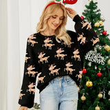 New Year's Party Look Women's Christmas Sweaters Full Lantern Sleeve Knitwear Soft Jumper Merry Xmas Female Knitted Pullover Top