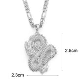 Anniyo Dragon Model Pendant Necklaces Women Men Gold Color Jewellery Cubic Zirconia Mascot Ornaments Lucky Symbol  @067104