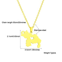 New stainless steel smooth heart-shaped Venezuela map necklace fashion men and women couples titanium steel pendant accessories