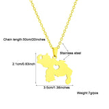 New stainless steel smooth heart-shaped Venezuela map necklace fashion men and women couples titanium steel pendant accessories