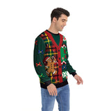 Men Women Xmas Sweatshirt 3D Christmas Wine Glass Bell The Gingerbread Man Print Ugly Christmas Sweater Holiday Party Jumper Top