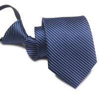 Zipper Ties For Men Women Striped Mens Tie For Business Wedding Skinny Neck Tie Casual Slim Blue deep Light navy blue Necktie