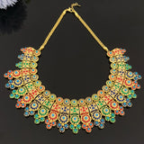 Flora Vintage Luxury Women's Multicolor Gold Plated Jewelry Set Necklace Earrings Bracelet Party Gift Jewelry for Women Birthday