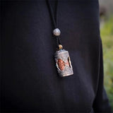 Retro Six Character Buddhist Sutras Scripture Barrel Pendant Women Jewelry Trendy Men Amulet Necklace Male Female Accessories