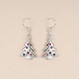 Huitan Christmas Tree Shaped Dangle Earrings with Colorful Cubic Zirconia Fancy Silver Color Ear Accessories for Women Jewelry